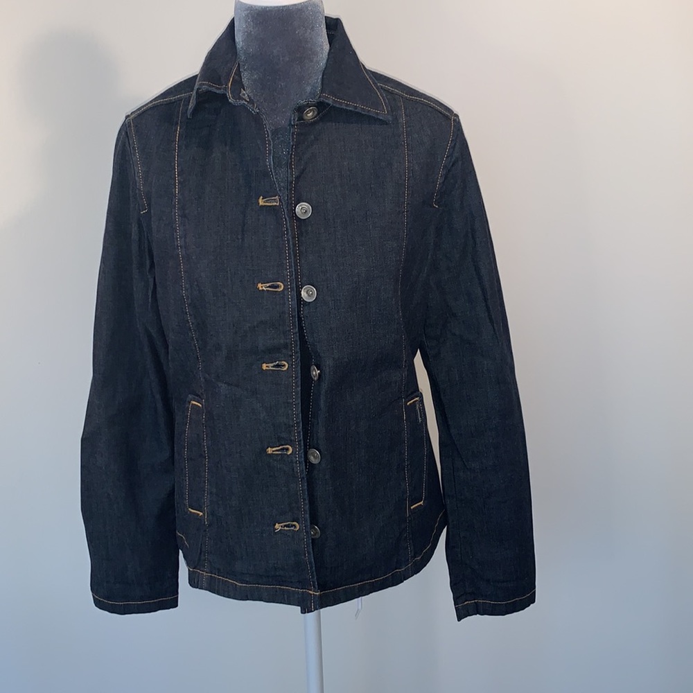 Faconnable women’s dark blue Jean jacket size XS.